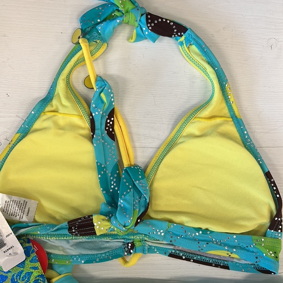 NWT MALIBU Blue/Brown Triangle Bikini - Picture 5 of 6